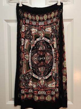 EPILOGUE Brand, Black Multicolor Bohemian Print Maxi Skirt. W-M.